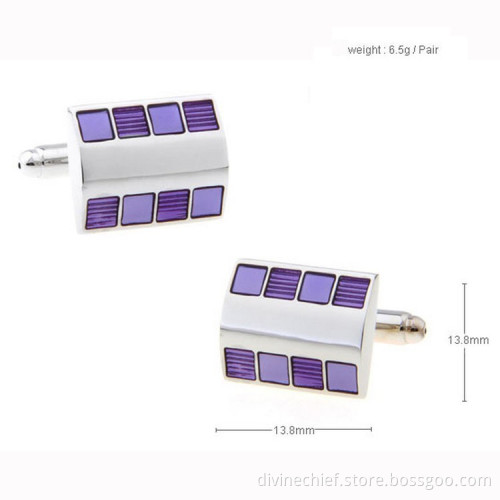 Customized Fashion Rectangular Arc Brass Cufflinks For Man's Shirt